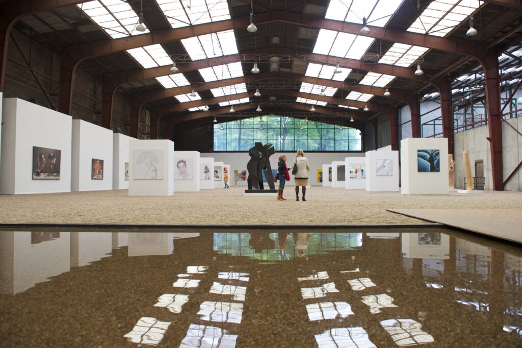 Reflective water pool at entrance
